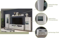 Home affaire Lowboard »Viborg, Breite 201 cm, inkl. vertikaler Frontbeleuchtung, 2 Klappen« je 2 offene & geschlossene Fächer, TV-Möbel, TV-Schrank, TV-Lowboard