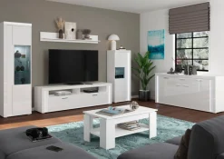 Home affaire Lowboard »Viborg, Breite 201 cm, inkl. vertikaler Frontbeleuchtung, 2 Klappen« je 2 offene & geschlossene Fächer, TV-Möbel, TV-Schrank, TV-Lowboard