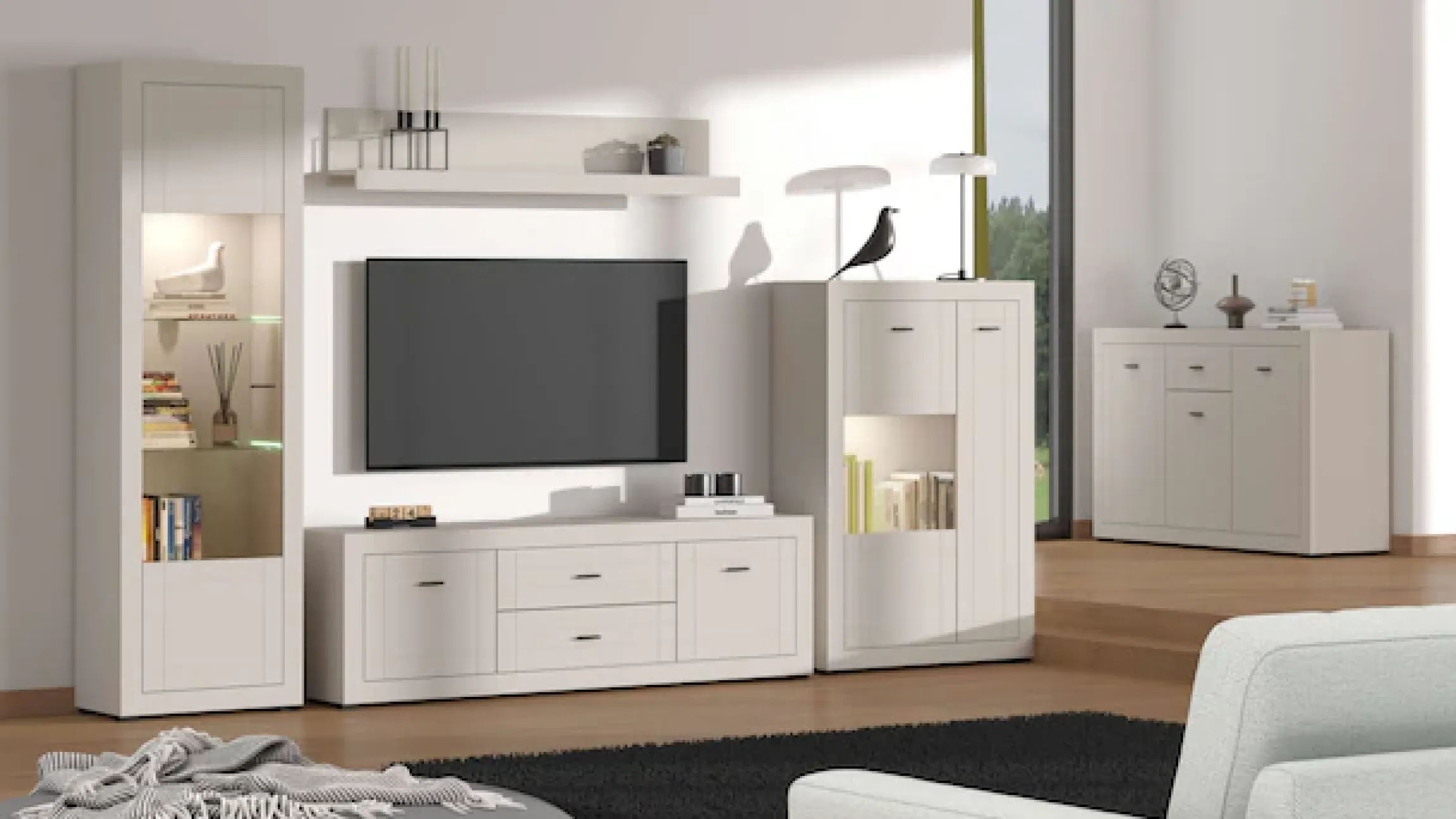 Home affaire Lowboard »Warwick TV-Board, TV-Kommode, TV-Schrank, TV-Unterschrank, TV-Möbel« Elegantes Lowboard in Kaschmir mit viel Stauraum, Heißfolienprägung