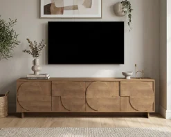 Home affaire Lowboard »Zen, 205 cm breit, 4 Türen, Mediaboard, TV-Schrank, TV-Board« Push-to-open, 3D-Fronten, Mercure-Holzstruktur, viel Stauraum