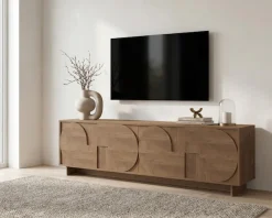 Home affaire Lowboard »Zen, 205 cm breit, 4 Türen, Mediaboard, TV-Schrank, TV-Board« Push-to-open, 3D-Fronten, Mercure-Holzstruktur, viel Stauraum