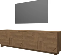 Home affaire Lowboard »Zen, 205 cm breit, 4 Türen, Mediaboard, TV-Schrank, TV-Board« Push-to-open, 3D-Fronten, Mercure-Holzstruktur, viel Stauraum
