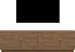 Home affaire Lowboard »Zen, 205 cm breit, 4 Türen, Mediaboard, TV-Schrank, TV-Board« Push-to-open, 3D-Fronten, Mercure-Holzstruktur, viel Stauraum
