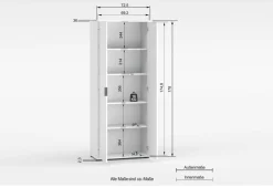 Home affaire Mehrzweckschrank »JOLLY, Stauraumschrank , Breite 72,5 cm , Höhe 178 cm« 1 Stk. tlg. 2 Türen, 4 Einlegeböden-Schrank hochglanz lackiert