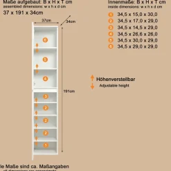 Home affaire Mehrzweckschrank »Novara« Mehrzweckschrank mit Kleiderstange - (B/T/H) nach Wahl 37-74/34/191 cm