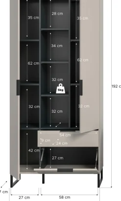 Home affaire Mehrzweckschrank »ADIO, Höhe 192 cm, 2 Türen, 1 Schubkasten, 1 Klappe, mit Metall-Kufen« 1 Stk. tlg. Schrank, Wohnzimmerschrank, Hochschrank, Stauraumschrank, Highboard