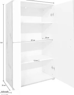 Home affaire Mehrzweckschrank »Wien« H/B/T ca. 121/70/35 oder 160/70/35,Mehrzweckschrank, Melamin-Oberfläche, Einlegeböden höhenverstellbar