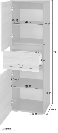 Home affaire Midischrank »Wisla« Höhe 130 cm, mit Türen & Schubkasten