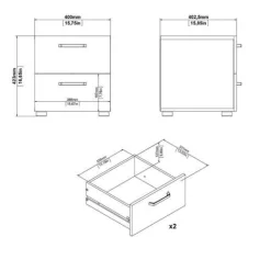 Home affaire Nachtkommode »Dallas, Nachtschrank, Beistelltisch« Nachttisch, 2 Schubladen und Metallgriffen, Breite 40 cm, Höhe 42 cm