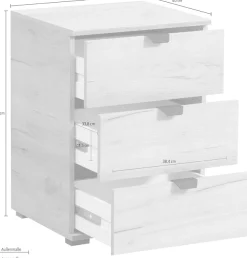 Home affaire Nachtkommode »Duero« mit 3 Schubkästen, Breite 45 cm