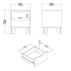Home affaire Nachtkommode »Ikast, Nachttisch, Nachtschrank, Beistelltisch, Abstelltisch« 1 Schublade, Eingriffsmulden, Breite 40cm, Höhe 47 cm