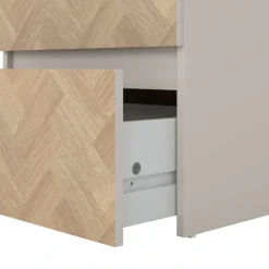 Home affaire Nachtkommode »Maise in Holzoptik mit elegantem Fischgrätmuster« Fischgrätdekorfronten für einen modernen Wohnstil