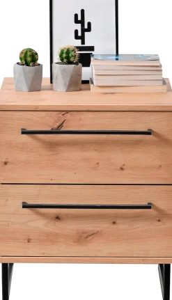 Home affaire Nachtkommode »Sardinia, Nachtschrank, Maße (B/T/H): 45,5/35/54 cm« FSC-zertifizierter Holzwerkstoff,mit 2 Schubladen, Metallgriffe und Metallfüße in Kufenform