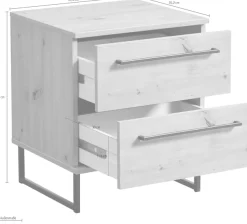 Home affaire Nachtkommode »Sardinia, Nachtschrank, Maße (B/T/H): 45,5/35/54 cm« FSC-zertifizierter Holzwerkstoff,mit 2 Schubladen, Metallgriffe und Metallfüße in Kufenform