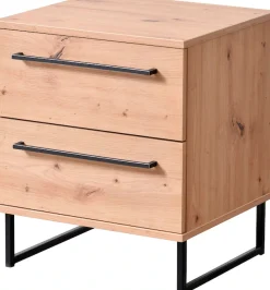 Home affaire Nachtkommode »Sardinia, Nachtschrank, Maße (B/T/H): 45,5/35/54 cm« FSC-zertifizierter Holzwerkstoff,mit 2 Schubladen, Metallgriffe und Metallfüße in Kufenform