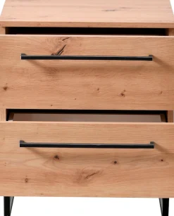 Home affaire Nachtkommode »Sardinia, Nachtschrank, Maße (B/T/H): 45,5/35/54 cm« FSC-zertifizierter Holzwerkstoff,mit 2 Schubladen, Metallgriffe und Metallfüße in Kufenform