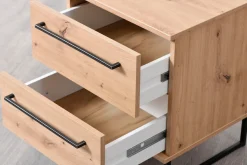 Home affaire Nachtkommode »Sardinia, Nachtschrank, Maße (B/T/H): 45,5/35/54 cm« FSC-zertifizierter Holzwerkstoff,mit 2 Schubladen, Metallgriffe und Metallfüße in Kufenform