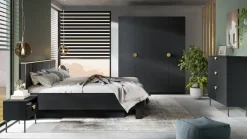 Home affaire Nachtkonsole »BELLOT 2er Set, Nachttischen mit Schubladen und goldenen Metallgriffen« Set, zwei Stücke, 2 Stk. tlg. zwei Stücke, mit 2 Schubladen, Maße B/T/H: 50/34,5/45,5 cm