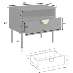 Home affaire Nachtkonsole »BELLOT 2er Set, Nachttischen mit Schubladen und goldenen Metallgriffen« Set, zwei Stücke, 2 Stk. tlg. zwei Stücke, mit 2 Schubladen, Maße B/T/H: 50/34,5/45,5 cm