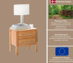 Home affaire Nachtkonsole »Modesty Nachtkonsole, überzeugt durch sein klares, schlichtes Design« Massivholz, Skandinavisches Design, Robust, stabil, FSC zertifiziert