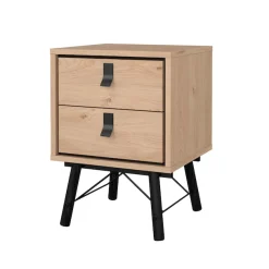 Home affaire Nachttisch »RY« mit 2 Schubladen, Vollholzbeine, Höhe 60 cm