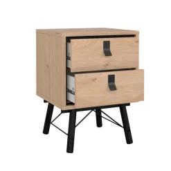 Home affaire Nachttisch »RY« mit 2 Schubladen, Vollholzbeine, Höhe 60 cm