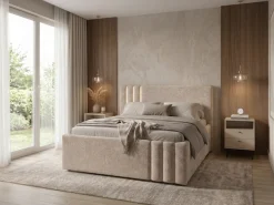 Home affaire Polsterbett »AESSIA in 2 Breiten- 160 und 180 cm, mit/ohne Bettkasten, Chenille« Stauraumbett, gepolstertes Kopfteil, ohne Matratze, modernes Design