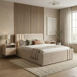 Home affaire Polsterbett »AESSIA in 2 Breiten- 160 und 180 cm, mit/ohne Bettkasten, Chenille« Stauraumbett, gepolstertes Kopfteil, ohne Matratze, modernes Design