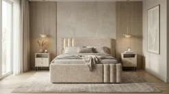 Home affaire Polsterbett »AESSIA in 2 Breiten- 160 und 180 cm, mit/ohne Bettkasten, Chenille« Stauraumbett, gepolstertes Kopfteil, ohne Matratze, modernes Design