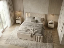 Home affaire Polsterbett »AESSIA in 2 Breiten- 160 und 180 cm, mit/ohne Bettkasten, Chenille« Stauraumbett, gepolstertes Kopfteil, ohne Matratze, modernes Design