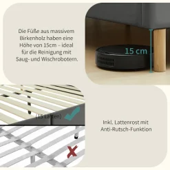 Home affaire Polsterbett »Armandine inkl. Lattenrost« Kopfteil mit Cordbezug, erhältlich in den Breiten 140cm & 180cm