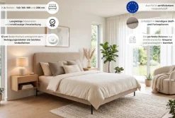 Home affaire Polsterbett »LAVOISIER Bettgestell mit Lattenrost, Breite 140/160/180/200 cm, Cord« Rahmenbett mit Kopfteil, ohne Matratze und Topper