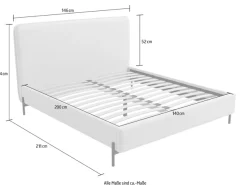 Home affaire Polsterbett »LAVOISIER Bettgestell mit Lattenrost, Breite 140/160/180/200 cm, Cord« Rahmenbett mit Kopfteil, ohne Matratze und Topper