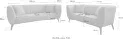 Home affaire Polstergarnitur »Lazio modern und bequem, schmale Armlehnen, tolle Detailverarbeitung« Set, 3-Sitzer und 2-Sitzer, 2 Stk. tlg. zwei verschiedene Fußfarben wählbar