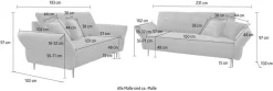 Home affaire Polstergarnitur »Lazio modern und bequem, schmale Armlehnen, tolle Detailverarbeitung« Set, 3-Sitzer und 2-Sitzer, 2 Stk. tlg. zwei verschiedene Fußfarben wählbar