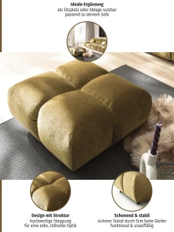 Home affaire Polsterhocker »Cozy Bubble, mit eleganter Steppung, weich gepolstert, 73x73 cm« 1 Stk. tlg. passend zum Sofa und dem drehbaren Sessel der Graceland-Serie
