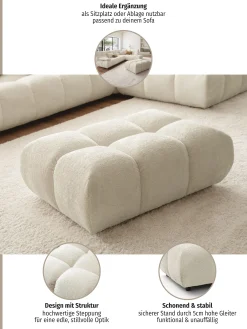 Home affaire Polsterhocker »Cozy Bubble, mit eleganter Steppung, weich gepolstert, 108x73 cm« 1 Stk. tlg. passend zum Sofa und dem drehbaren Sessel der Graceland-Serie