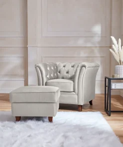 Home affaire Polsterhocker »Reims« echte Chesterfield-Knopfheftung, Samtoptik mich changierender Optik