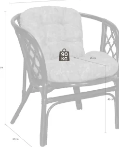 Home affaire Rattanstuhl »Rattansessel« () im 2er-Set aus Rattan und passenden Kissenauflagen, Breite 66 cm
