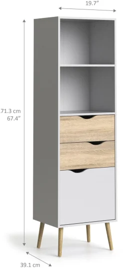 Home affaire Regal »Oslo Standregal, Aktenregal, Stauraumregal, Ablageregal,« mit 1 Tür, 2 Schubladen, 2 offenen Fächern