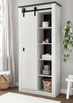 Home affaire Regal »SHERWOOD« modernes Holz Dekor, mit Scheunentorbeschlag aus Metall, Höhe 201 cm