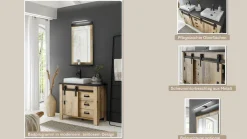 Home affaire Regal »SHERWOOD« modernes Holz Dekor, mit Scheunentorbeschlag aus Metall, Höhe 201 cm