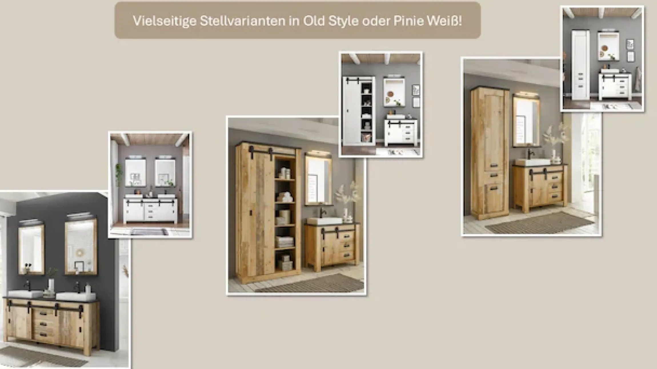Home affaire Regal »SHERWOOD« modernes Holz Dekor, mit Scheunentorbeschlag aus Metall, Höhe 201 cm