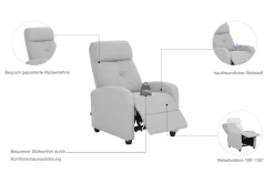 Home affaire Relaxsessel »VESOUL, TV-Sessel, Ruhesessel mit Schlaffunktion, Webstoff« Loungesessel mit manueller Relax- und Liegefunktion (105°-135°)