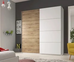 Home affaire Schiebetürenschrank »Galaxy Breite 200,220 oder 270cm breit, Kleiderschrank, Wäscheschrank« INKLUSIVE kompletter Innenausstattung, Metallgriffe