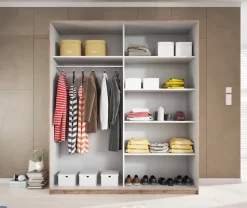 Home affaire Schiebetürenschrank »Galaxy Breite 200,220 oder 270cm breit, Kleiderschrank, Wäscheschrank« INKLUSIVE kompletter Innenausstattung, Metallgriffe
