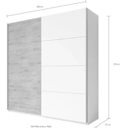Home affaire Schiebetürenschrank »Galaxy Breite 200,220 oder 270cm breit, Kleiderschrank, Wäscheschrank« INKLUSIVE kompletter Innenausstattung, Metallgriffe