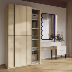 Home affaire Schiebetürenschrank »Cube Garderobenschrank incl.kompletter Innenausstattung« Moderner Kleiderschrank, Schiebetürenschrank, Garderobe