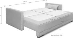 Home affaire Schlafsofa »Andrea, B: 218 cm, Liegel. 158x198 cm« Schlaffunktion & Bettkasten, Dauerschlafsofa mit Boxspring