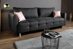 Home affaire Schlafsofa »Nordic, B: 219 cm, Liegel. 137x195 cm« Schlaffunktion, Bettkasten & 2 Zierkissen, Federkern